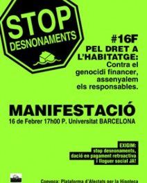 #16F manifestació. Pel dret a l’habitatge. Contra el genocidi financer.