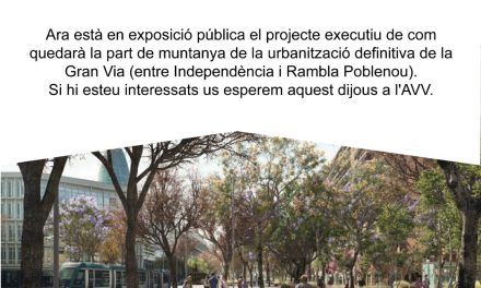 REUNIÓ INFORMATIVA SOBRE EL PROJECTE D’URBANITZACIÓ DEFINITIVA DE GRAN VIA, BANDA MUNTANYA/CLOT. DIJOUS 1 DE JUNY