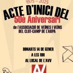 ACTE D’INICI DE LA CELEBRACIÓ DEL 5Oè ANIVERSARI DE L’AVV. 14 GENER